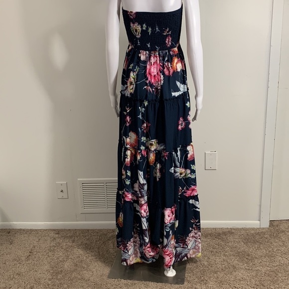 L’Atiste Strapless Maxi Dress, Sx Small very good condition Layered Boho Floral - Picture 3 of 5
